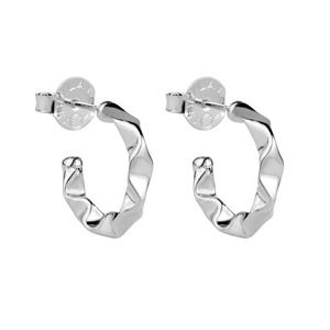 Sheila Fajl Small Wrinkled Polished Silver Plated Hoop Earrings NEW